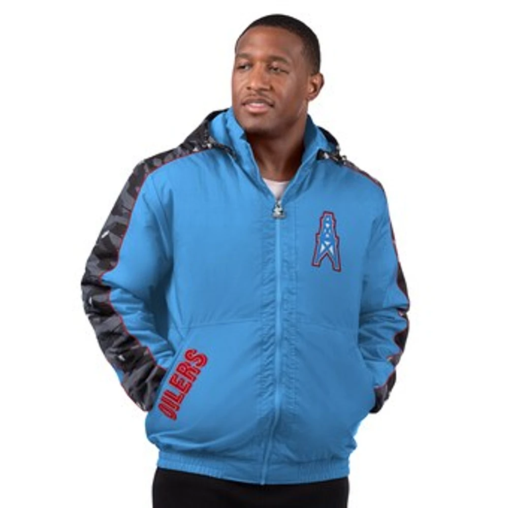 Men's Starter Light Blue Houston Oilers Thursday Night Gridiron Full-Zip Hoodie Jacket