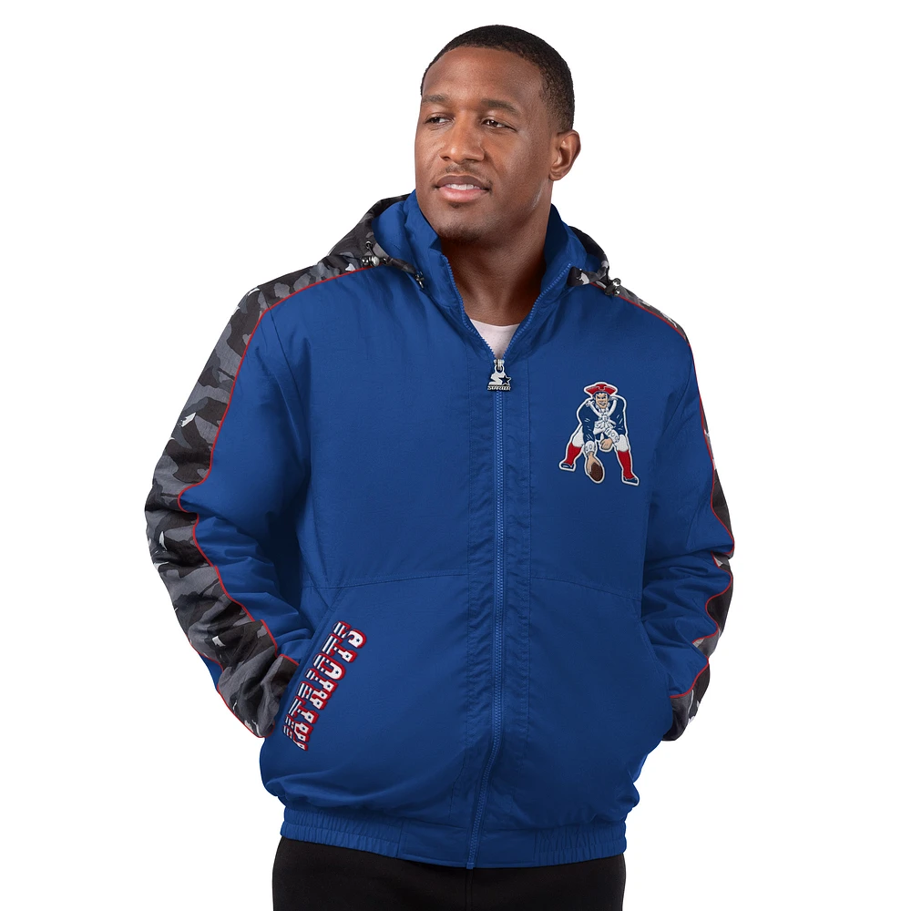 Men's Starter Navy New England Patriots Thursday Night Gridiron Full-Zip Hoodie Jacket