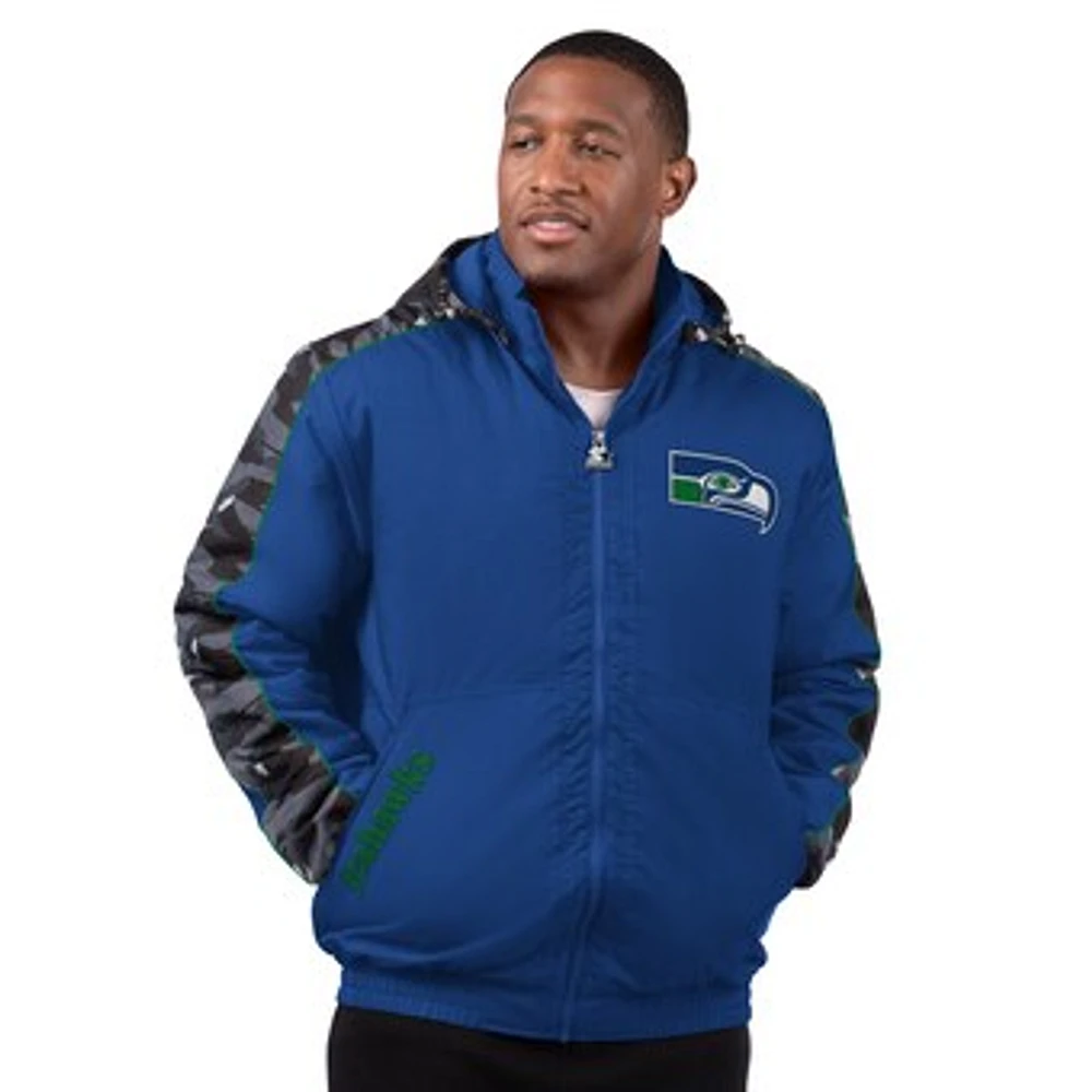 Men's Starter Royal Seattle Seahawks Thursday Night Gridiron Full-Zip Hoodie Jacket