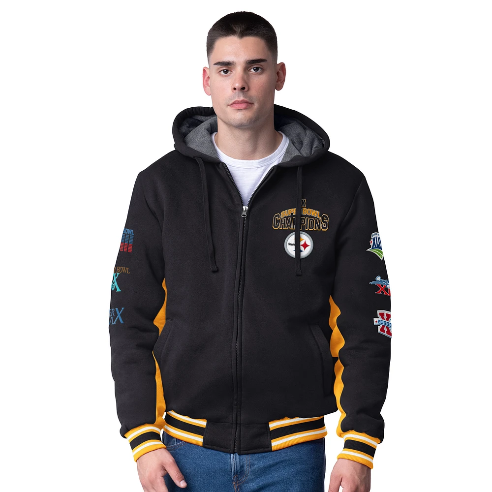 Men's G-III Extreme Black Pittsburgh Steelers No Huddle Commemorative Full-Zip Hoodie Jacket