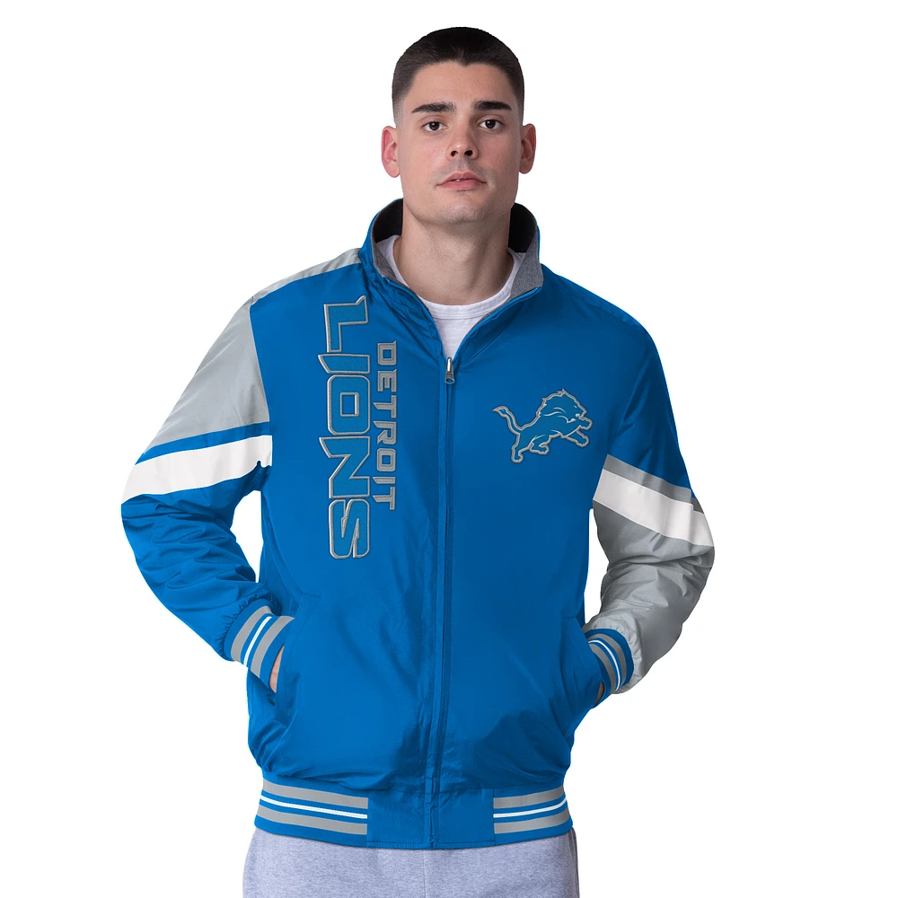 Men's G-III Extreme Blue Detroit Lions Strong Arm Reversible Full-Zip Jacket