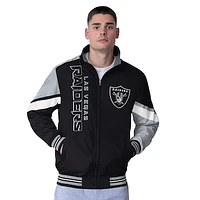 Men's G-III Extreme Black/Heather Gray Las Vegas Raiders Strong Arm Reversible Full-Zip Jacket