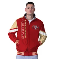 Men's G-III Extreme Scarlet/Heather Gray San Francisco 49ers Strong Arm Reversible Full-Zip Jacket