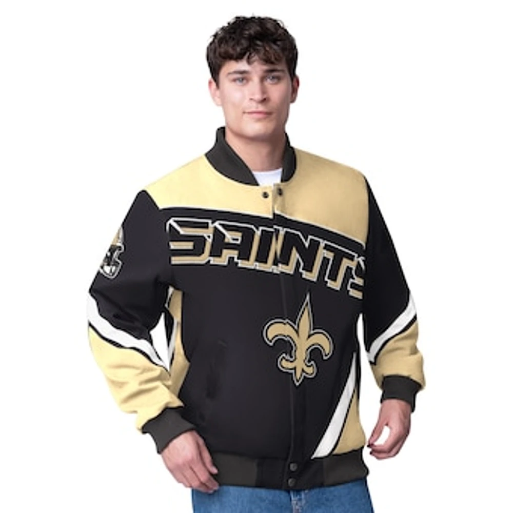 Men's G-III Extreme  Black New Orleans Saints Maximum Racing Full-Snap Jacket