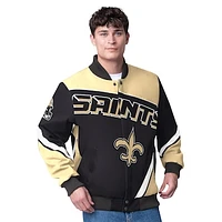 Men's G-III Extreme  Black New Orleans Saints Maximum Racing Full-Zip Jacket