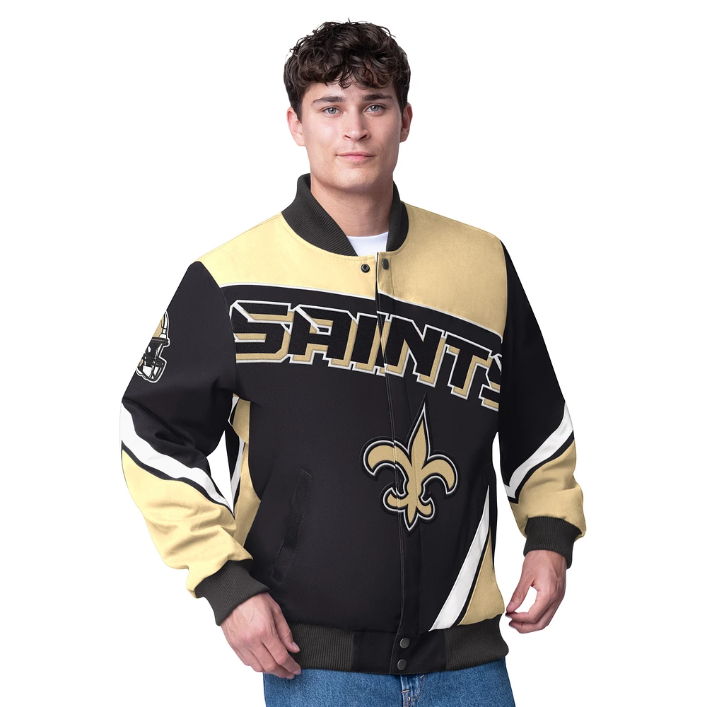 Men's G-III Extreme  Black New Orleans Saints Maximum Racing Full-Zip Jacket