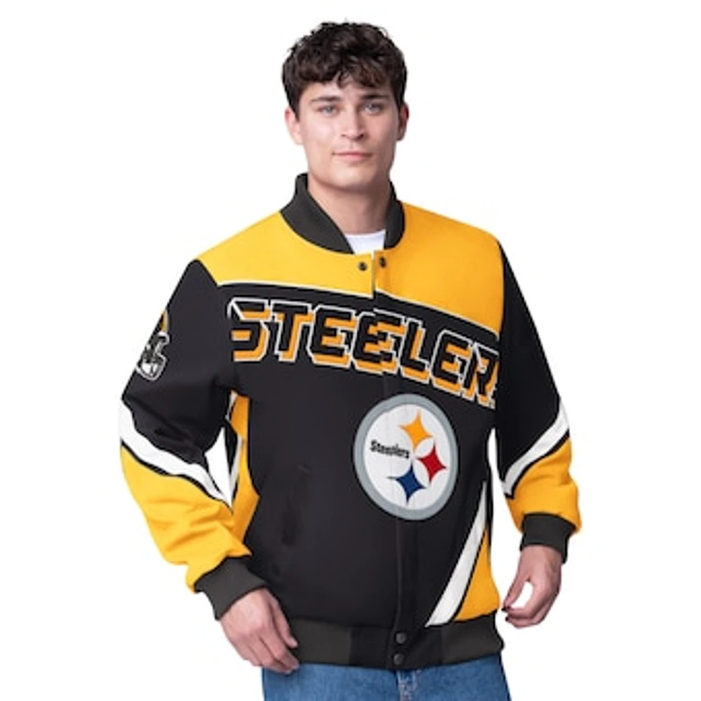 Men's G-III Extreme  Black Pittsburgh Steelers Maximum Racing Full-Snap Jacket