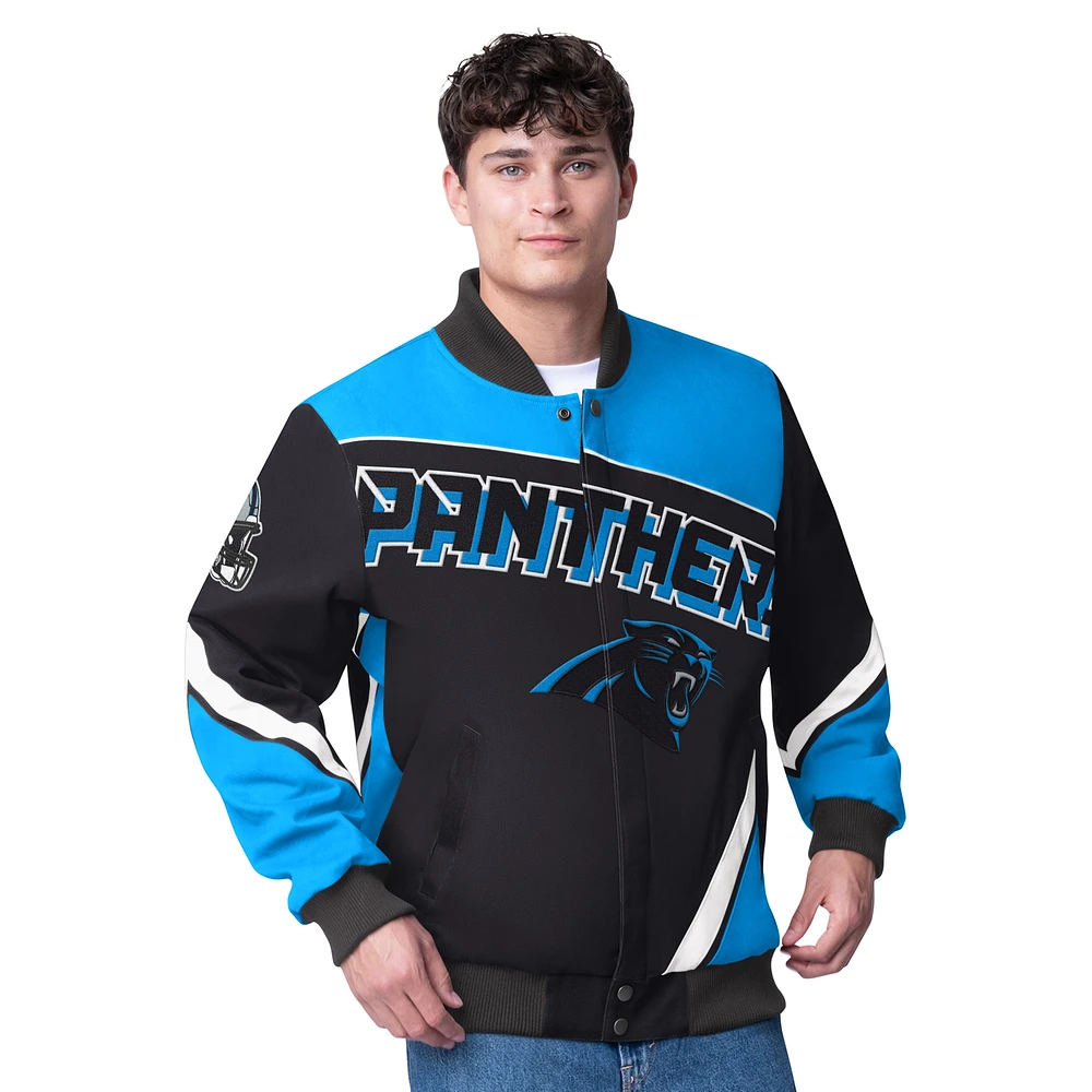 Men's G-III Extreme  Black Carolina Panthers Maximum Racing Full-Snap Jacket