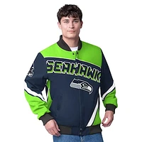 Men's G-III Extreme  College Navy Seattle Seahawks Maximum Racing Full-Zip Jacket