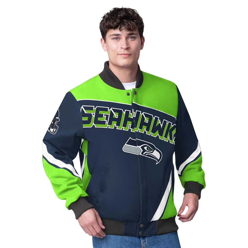 Men's G-III Extreme  College Navy Seattle Seahawks Maximum Racing Full-Zip Jacket