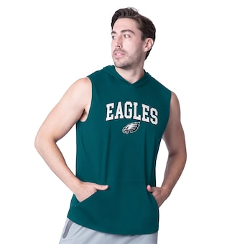 Men's MSX by Michael Strahan Midnight Green Philadelphia Eagles Action Sleeveless Pullover Hoodie