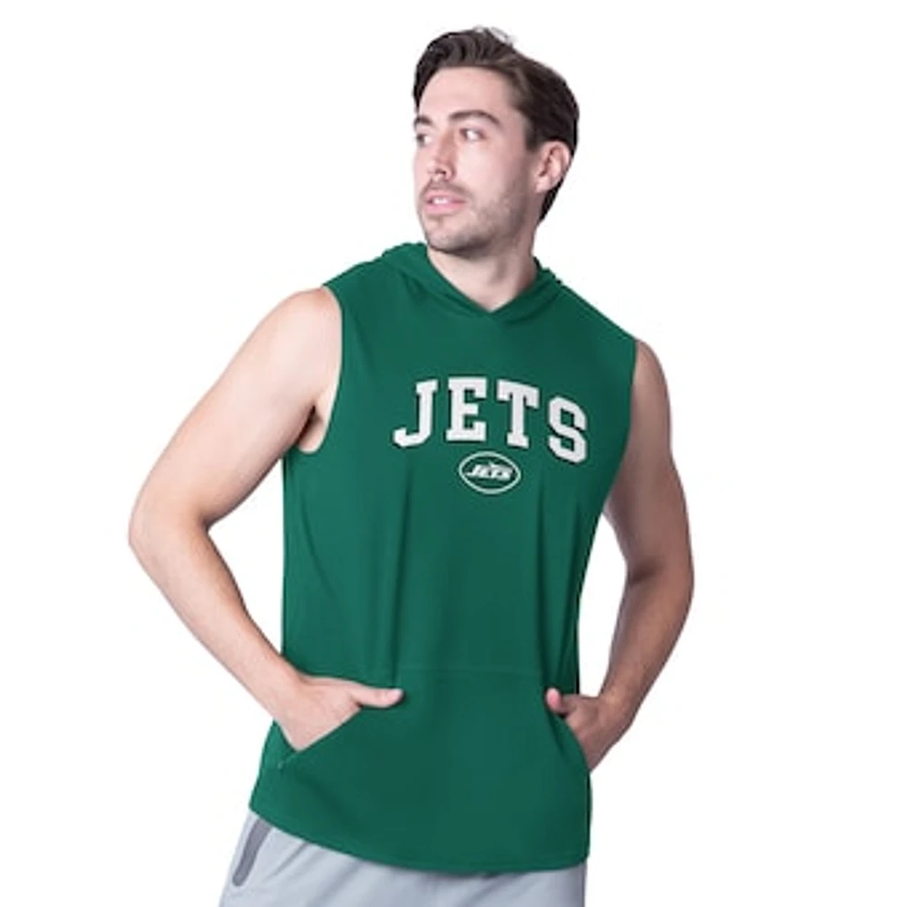 Men's MSX by Michael Strahan Green New York Jets Action Sleeveless Pullover Hoodie