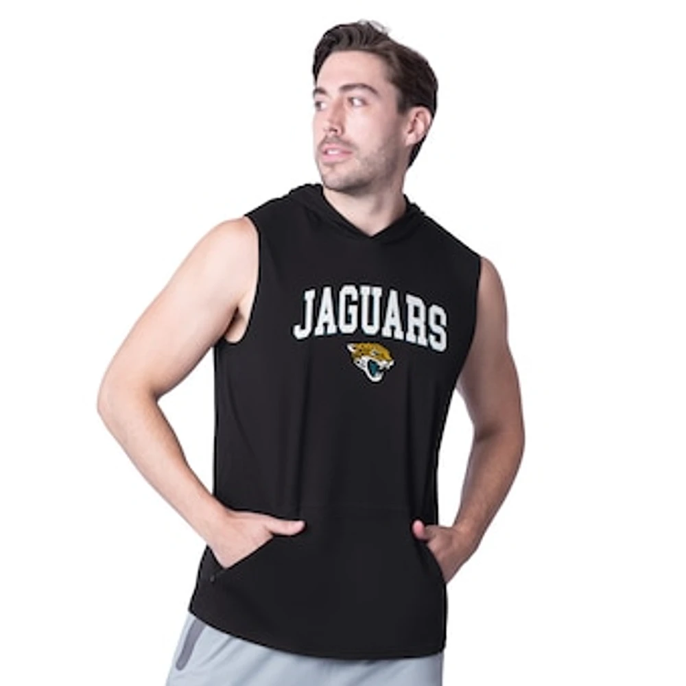 Men's MSX by Michael Strahan Black Jacksonville Jaguars Action Sleeveless Pullover Hoodie