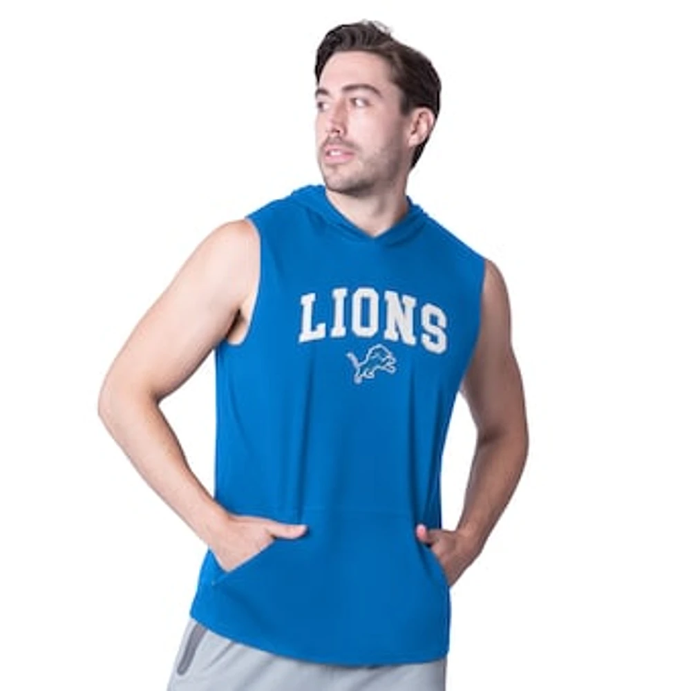 Men's MSX by Michael Strahan Royal Detroit Lions Action Sleeveless Pullover Hoodie