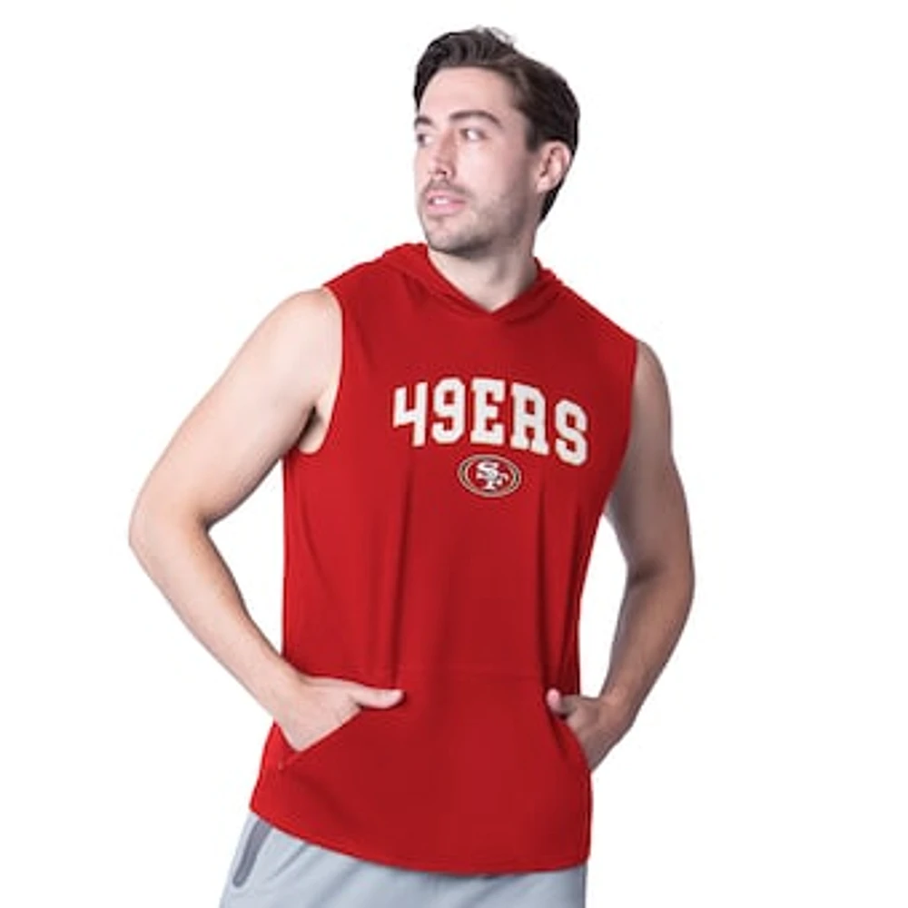 Men's MSX by Michael Strahan Scarlet San Francisco 49ers Action Sleeveless Pullover Hoodie