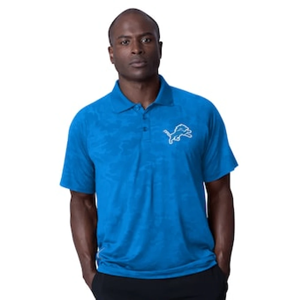 Men's MSX by Michael Strahan Blue Detroit Lions Baseline Raglan Polo