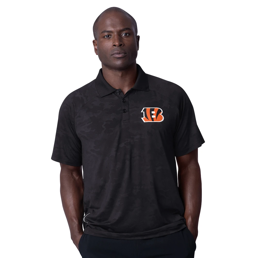 Men's MSX by Michael Strahan Black Cincinnati Bengals Baseline Raglan Polo