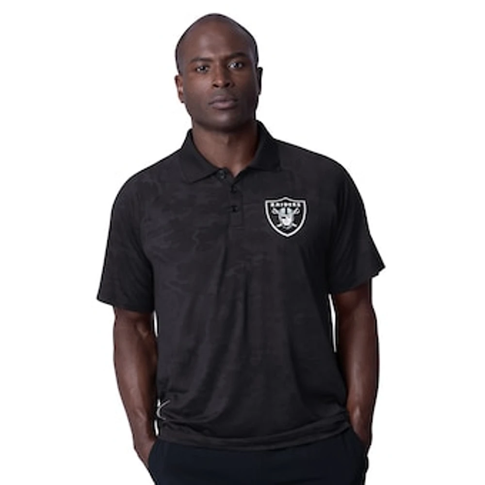 Men's MSX by Michael Strahan Black Las Vegas Raiders Baseline Raglan Polo