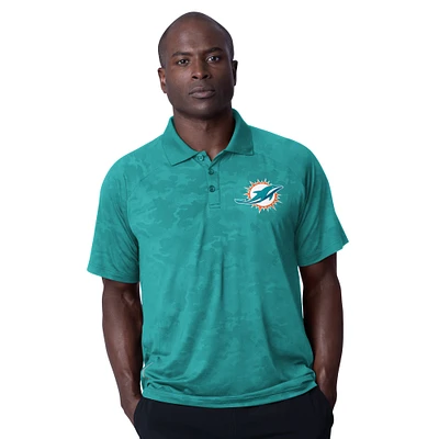 Men's MSX by Michael Strahan Aqua Miami Dolphins Baseline Raglan Polo