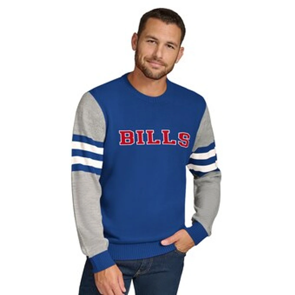 Men's Tommy Hilfiger Royal/Heather Gray Buffalo Bills Acrylic Crewneck Pullover Sweatshirt