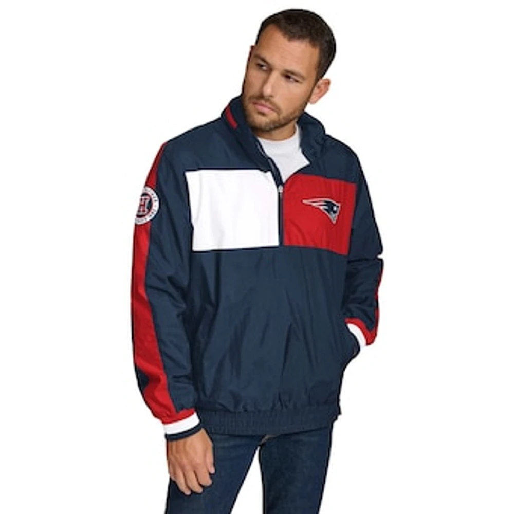 Men's Tommy Hilfiger Navy New England Patriots Gael Lightweight Half-Zip Hoodie Jacket