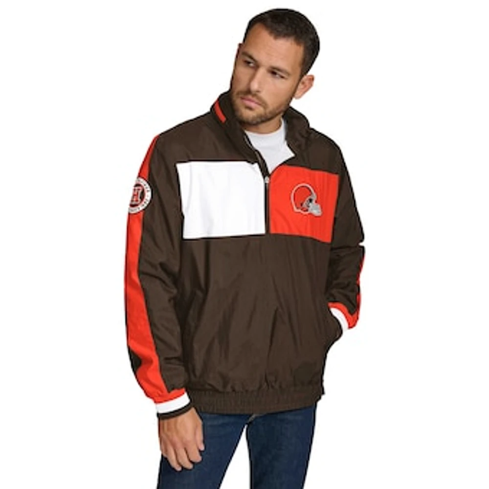 Men's Tommy Hilfiger Brown Cleveland Browns Gael Lightweight Half-Zip Pullover Hoodie Jacket