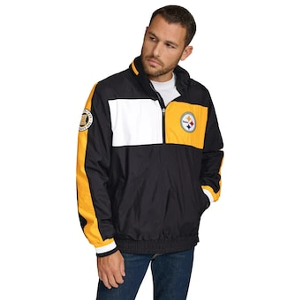 Men's Tommy Hilfiger Black Pittsburgh Steelers Gael Lightweight Half-Zip Hoodie Jacket