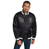 Men's Tommy Hilfiger Black Las Vegas Raiders Dante Full-Snap Satin Jacket