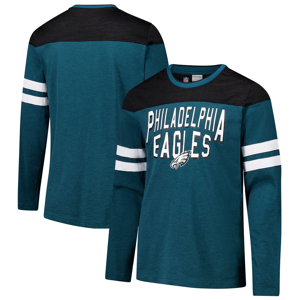 Men's G-III Sports by Carl Banks Midnight Green/Black Philadelphia Eagles Adaptive Hail Mary Long Sleeve T-Shirt