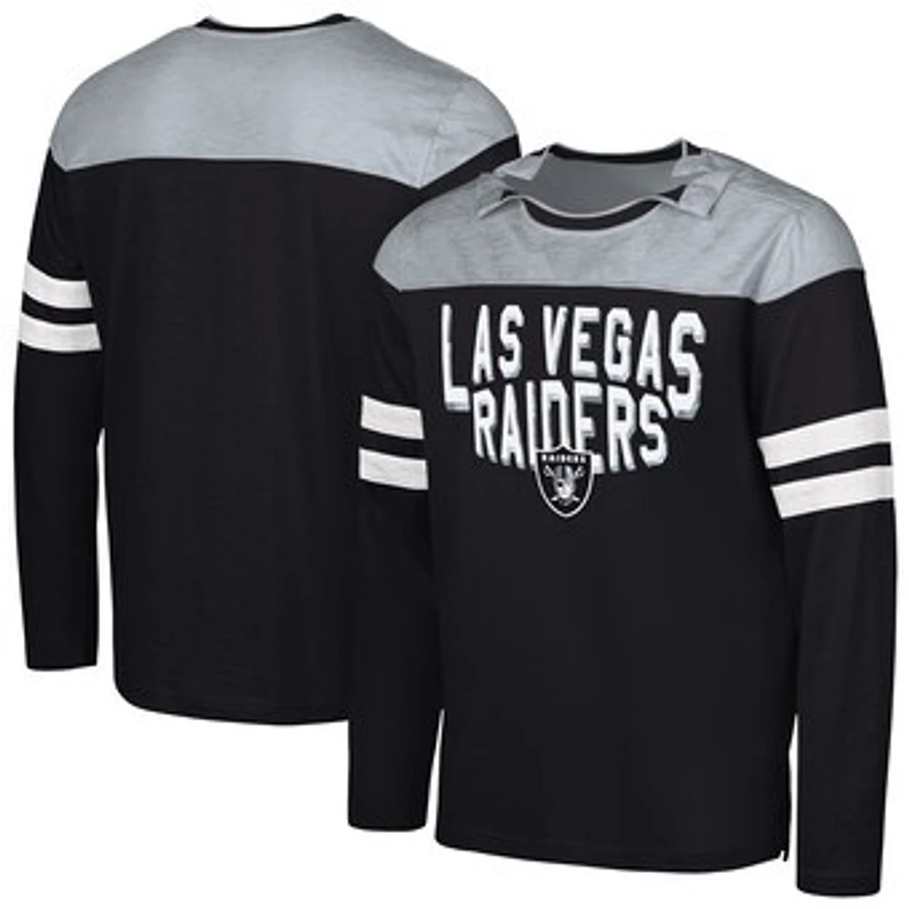 Men's G-III Sports by Carl Banks Black/Silver Las Vegas Raiders Adaptive Hail Mary Long Sleeve T-Shirt