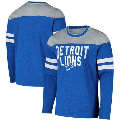 Men's G-III Sports by Carl Banks Blue/Silver Detroit Lions Adaptive Hail Mary Long Sleeve T-Shirt