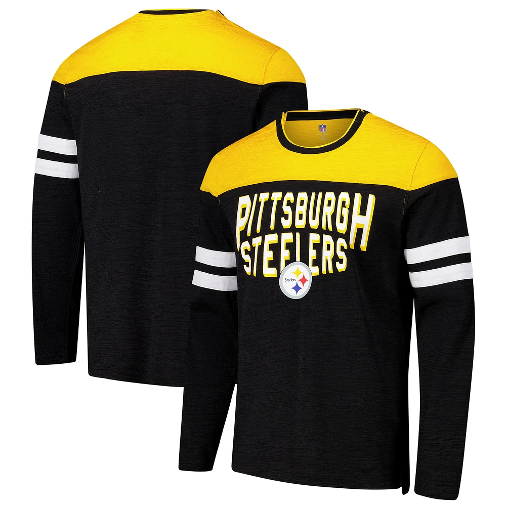 Men's G-III Sports by Carl Banks Black/Gold Pittsburgh Steelers Adaptive Hail Mary Long Sleeve T-Shirt