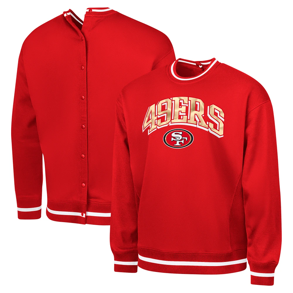 Men's G-III Sports by Carl Banks Scarlet San Francisco 49ers Adaptive Blocker Fleece Pullover Sweatshirt