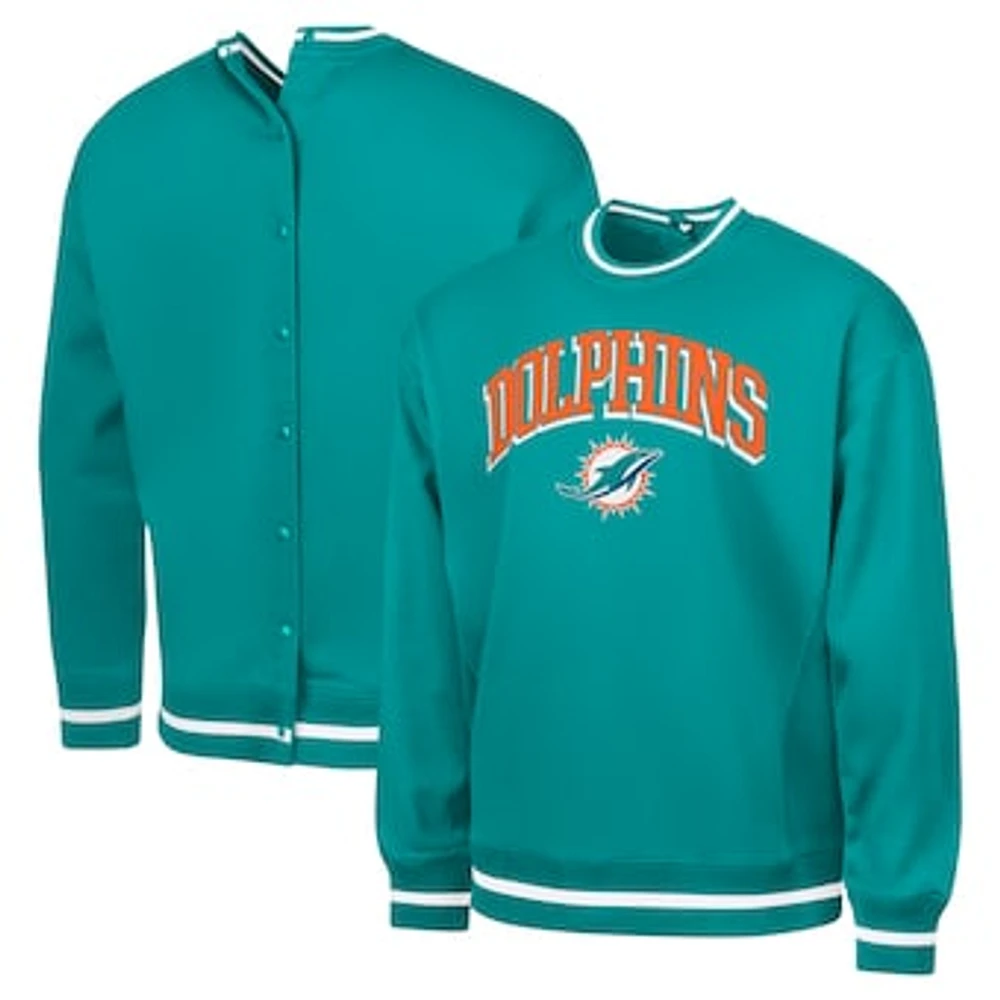 Men's G-III Sports by Carl Banks Aqua Miami Dolphins Adaptive Blocker Fleece Pullover Sweatshirt