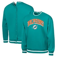 Men's G-III Sports by Carl Banks Aqua Miami Dolphins Adaptive Blocker Fleece Pullover Sweatshirt