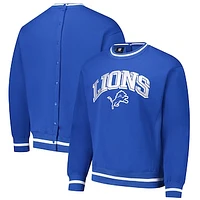 Men's G-III Sports by Carl Banks Blue Detroit Lions Adaptive Blocker Fleece Pullover Sweatshirt