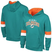 Men's G-III Sports by Carl Banks Aqua/Orange Miami Dolphins Adaptive Faceoff Pullover Hoodie