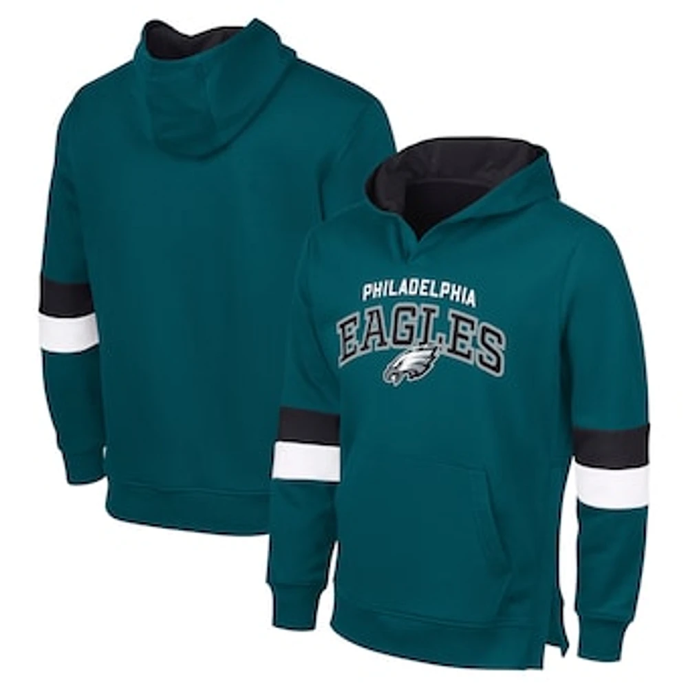 Men's G-III Sports by Carl Banks Midnight Green/Black Philadelphia Eagles Adaptive Faceoff Pullover Hoodie