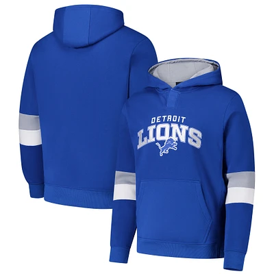 Men's G-III Sports by Carl Banks Blue/Silver Detroit Lions Adaptive Faceoff Pullover Hoodie