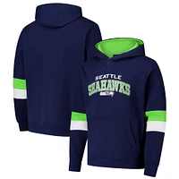 Men's G-III Sports by Carl Banks College Navy/Neon Green Seattle Seahawks Adaptive Faceoff Pullover Hoodie