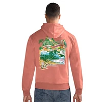 Men's Margaritaville  Orange Chicago Bears Time Flies Garment Dyed Pullover Hoodie