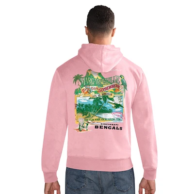 Men's Margaritaville  Orange Cincinnati Bengals Time Flies Garment Dyed Pullover Hoodie