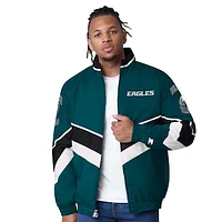 Men's Starter Green Midnight Philadelphia Eagles Captain Satin Varsity Jacket