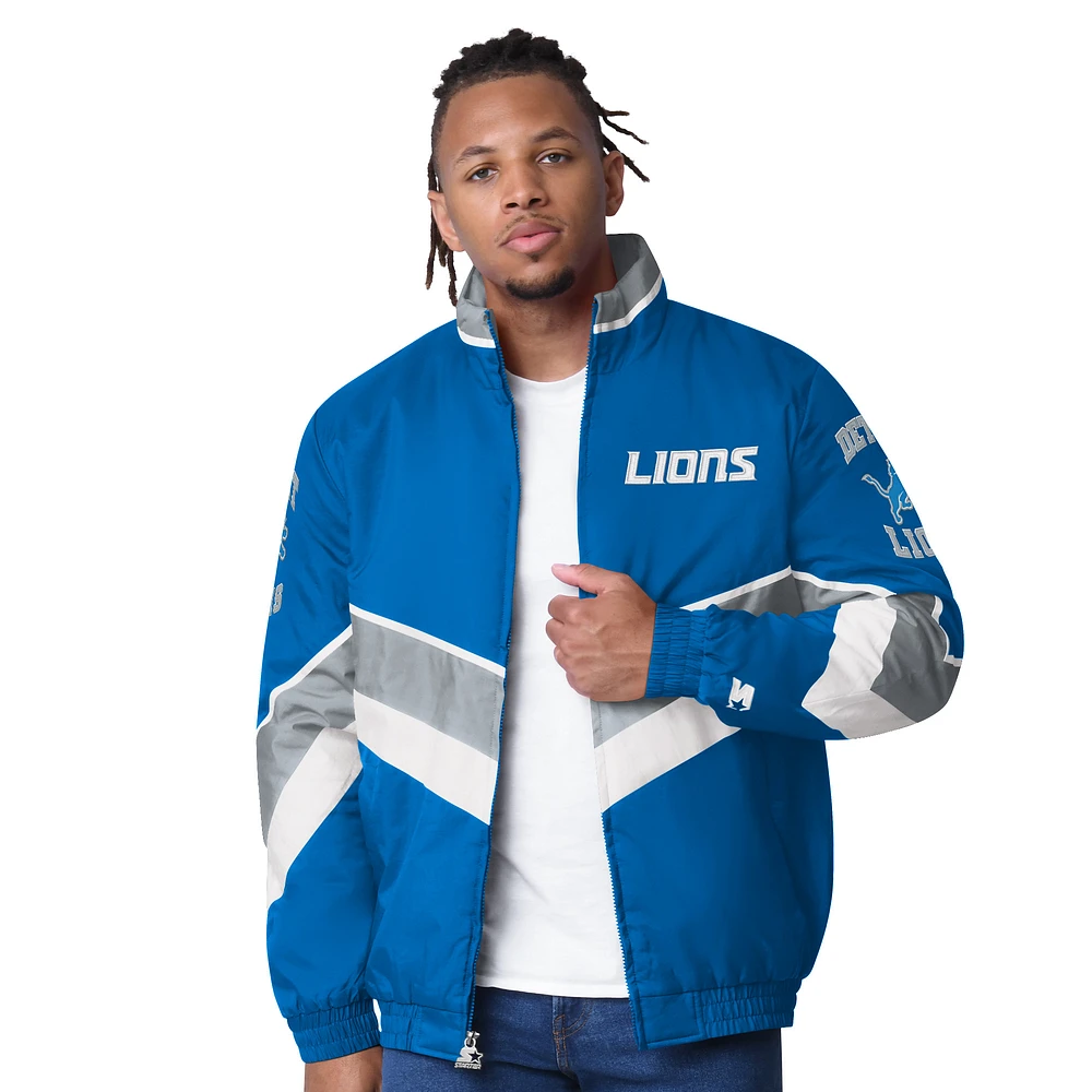 Men's Starter Royal Detroit Lions Captain Satin Varsity Jacket