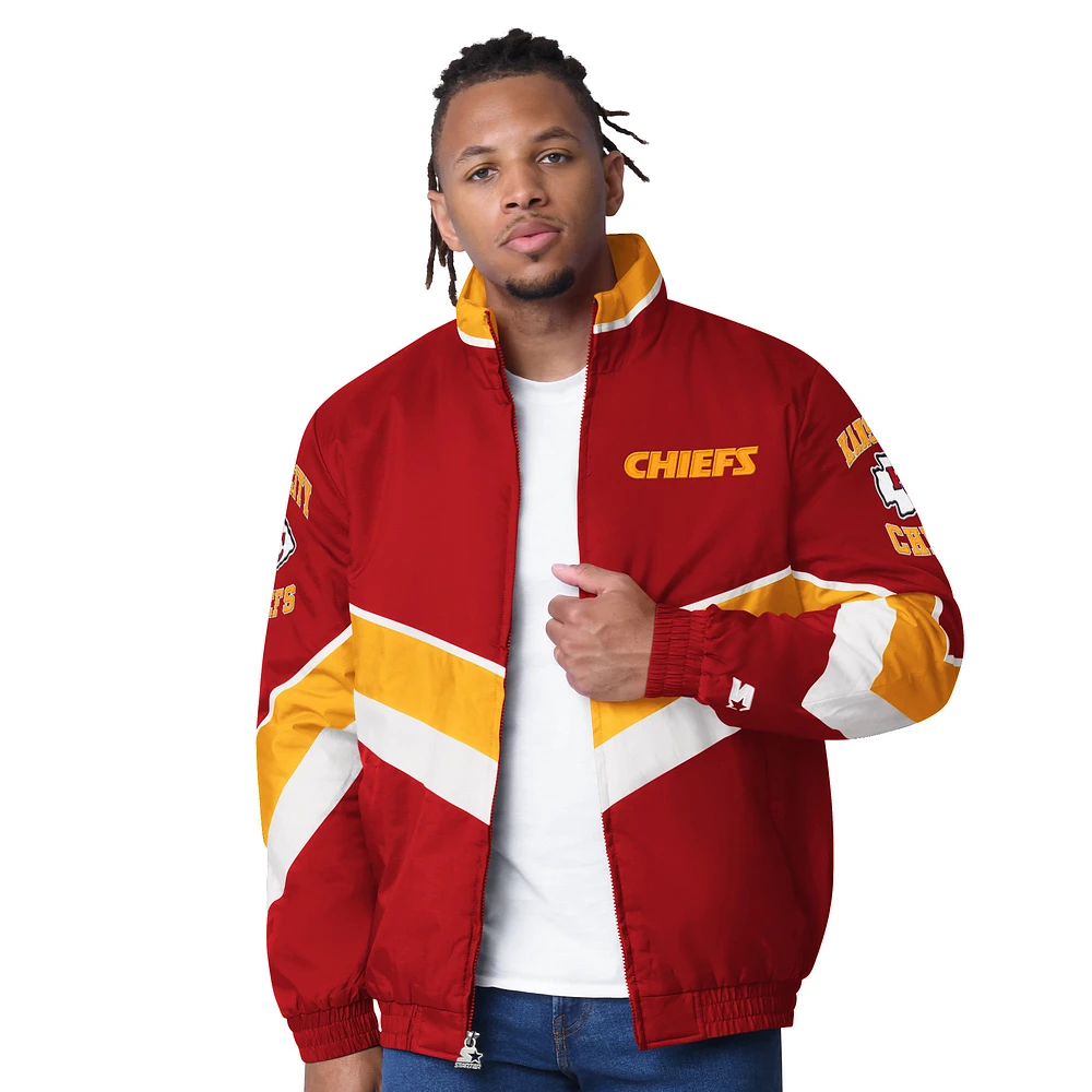 Men's Starter Red Kansas City Chiefs Captain Satin Varsity Jacket