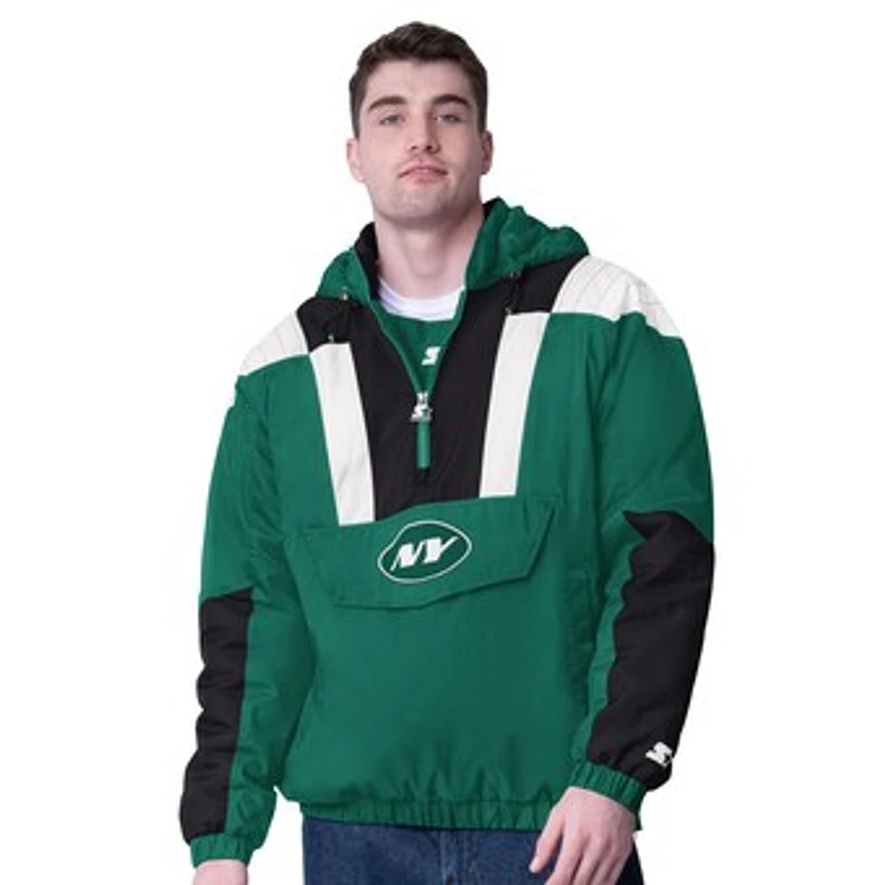 Men's Starter Green New York Jets Half-Zip Pullover Hoodie Jacket