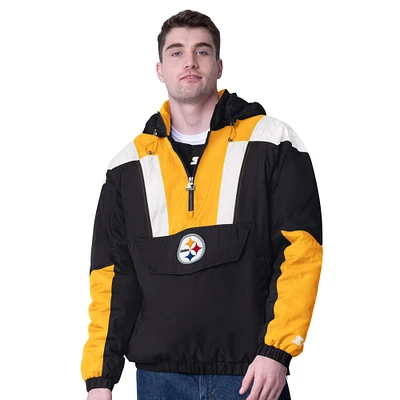 Men's Starter Black Pittsburgh Steelers Half-Zip Pullover Hoodie Jacket