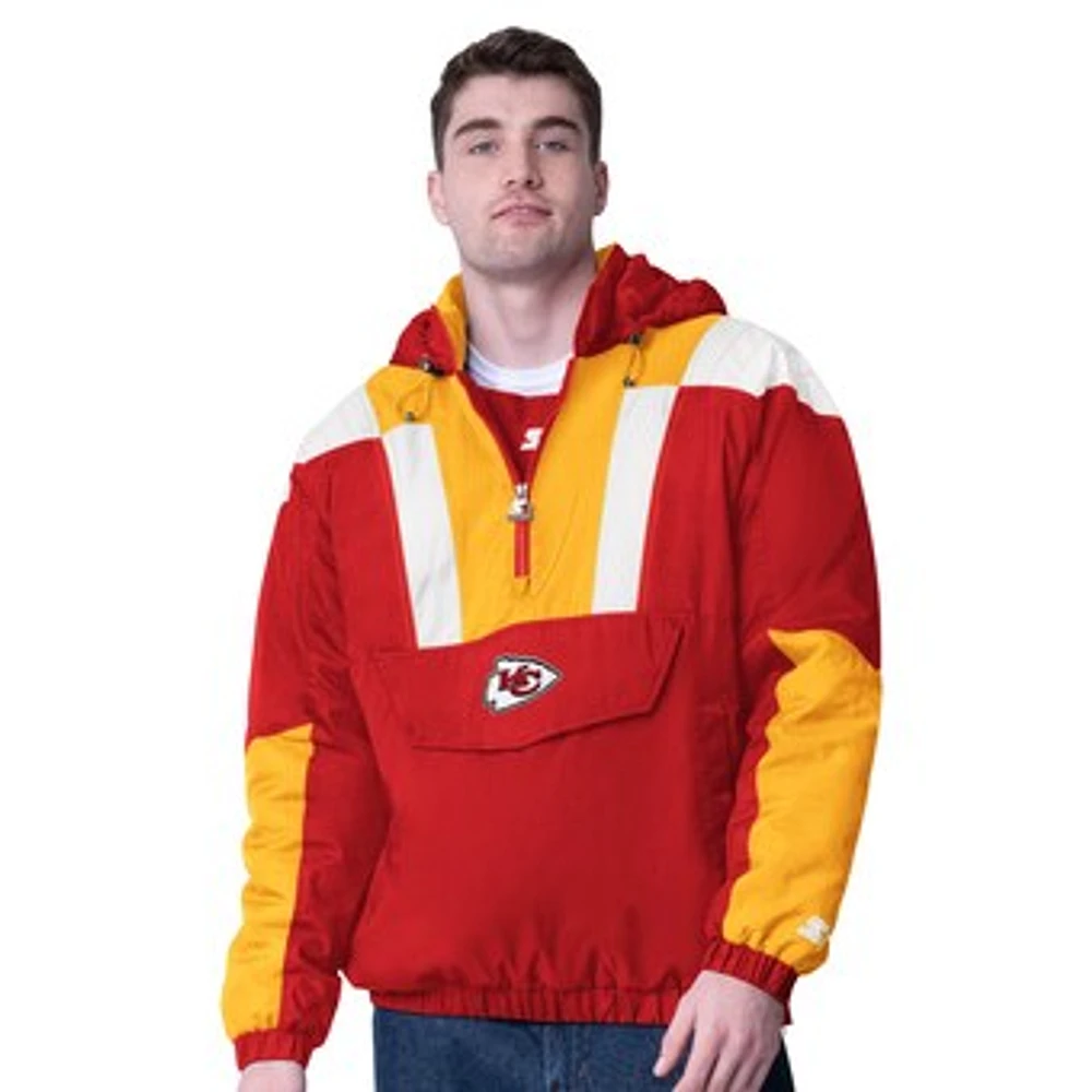 Men's Starter Red Kansas City Chiefs Half-Zip Pullover Hoodie Jacket