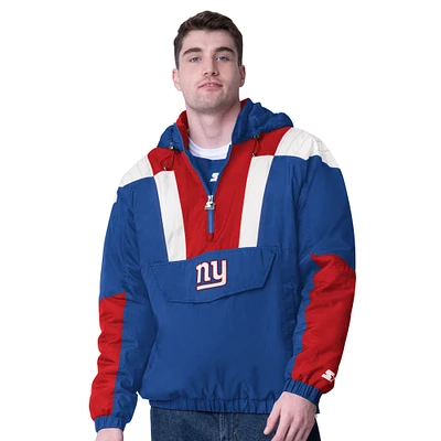 Men's Starter Royal New York Giants Half-Zip Pullover Hoodie Jacket