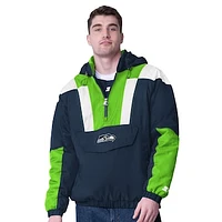 Men's Starter College Navy Seattle Seahawks Half-Zip Pullover Hoodie Jacket